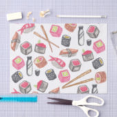 かわいく粋な水彩画の寿司の為および箸 薄葉紙 (クラフト)