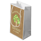 かわいく素朴な緑の木およびバーラップの家族会 スモールペーパーバッグ (裏面アングル)