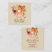 かわいく素朴な花の鳥の家の名刺 スクエア名刺 (正面/裏面)