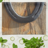 かわいく素朴な西部の幸運の蹄鉄の木製の一見 キッチンタオル (折り畳み)