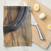 かわいく素朴な西部の幸運の蹄鉄の木製の一見 キッチンタオル (四つ折り)