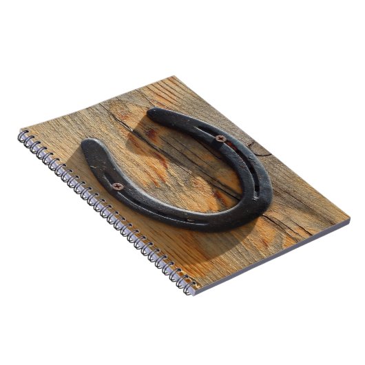 かわいく素朴な西部の幸運の蹄鉄の木製の一見 ノートブック (右側)