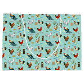 かわいく継ぎ目が無いオンドリパターン漫画 ラージペーパーバッグ (裏面)