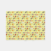 かわいく継ぎ目が無い鶏パターン漫画 フリースブランケット (正面(横))