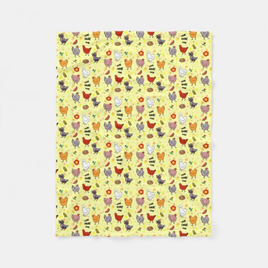 かわいく継ぎ目が無い鶏パターン漫画 フリースブランケット (正面)