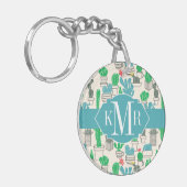 かわいく自然な花のサボテンパターン キーホルダー (正面左)