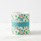 かわいく自然な花のサボテンパターン コーヒーマグカップ (中央)