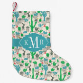 かわいく自然な花のサボテンパターン スモールクリスマスストッキング (正面)