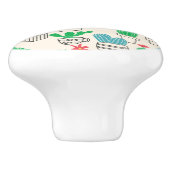 かわいく自然な花のサボテンパターン セラミックノブ (側面)