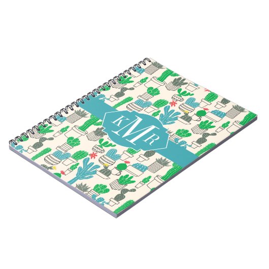 かわいく自然な花のサボテンパターン ノートブック (左側)