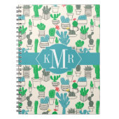 かわいく自然な花のサボテンパターン ノートブック (正面)