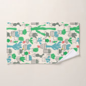 かわいく自然な花のサボテンパターン バスタオルセット (ハンドタオル)