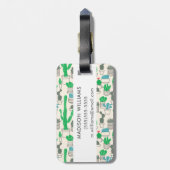 かわいく自然な花のサボテンパターン ラゲッジタグ (裏面縦)