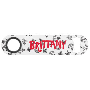 かわいく航海のないかりパターンモノグラム スピード栓抜き