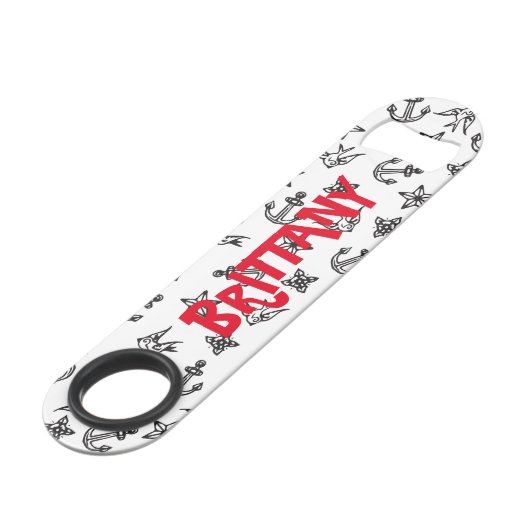 かわいく航海のないかりパターンモノグラム スピード栓抜き (裏面アングル)