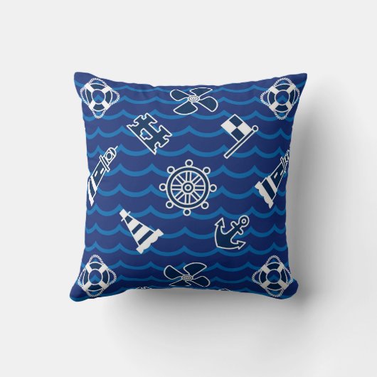 かわいく航海のな波パターン クッション (裏面)