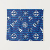 かわいく航海のな波パターン タペストリー (正面(横))