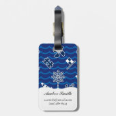 かわいく航海のな波パターン ラゲッジタグ (裏面縦)