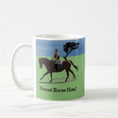 かわいく誇り高い馬のお母さんの騎手 コーヒーマグカップ (左)