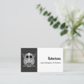 かわいく賢いフクロウの曼荼羅の落書きのHennaパターン 名刺 (スタンド正面)