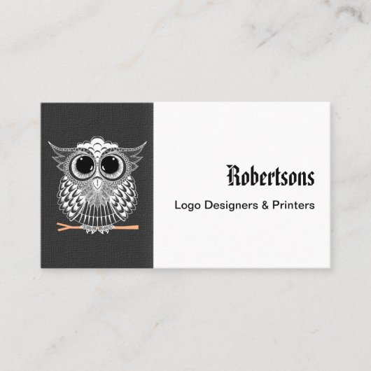 かわいく賢いフクロウの曼荼羅の落書きのHennaパターン 名刺 (正面)