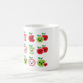 かわいく赤いりんごおよび緑のりんごのかわいいのコップ コーヒーマグカップ (正面右)