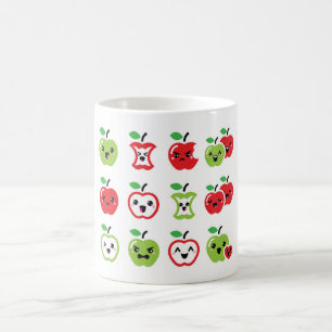 かわいく赤いりんごおよび緑のりんごのかわいいのコップ コーヒーマグカップ