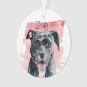 かわいく赤いアメリカのブルドッグの水彩画のカスタム オーナメント (正面)