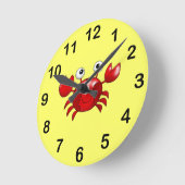 かわいく赤いカニ ラウンド壁時計 (傾斜)