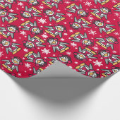 かわいく赤いクリスマスのペンギンの休日の覆い ラッピングペーパー (角)