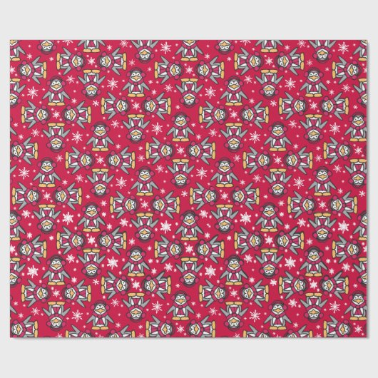 かわいく赤いクリスマスのペンギンの休日の覆い ラッピングペーパー (フラット)