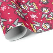 かわいく赤いクリスマスのペンギンの休日の覆い ラッピングペーパー (ロールコーナー)