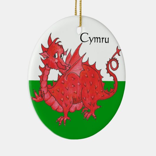 かわいく赤いドラゴンの、緑および白い陶磁器のオーナメント セラミックオーナメント (右)