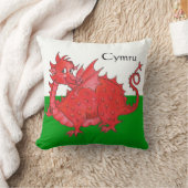 かわいく赤いドラゴン、緑および白い枕またはクッション クッション (ブランケット)