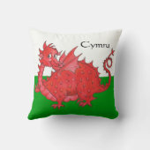 かわいく赤いドラゴン、緑および白い枕またはクッション クッション (裏面)