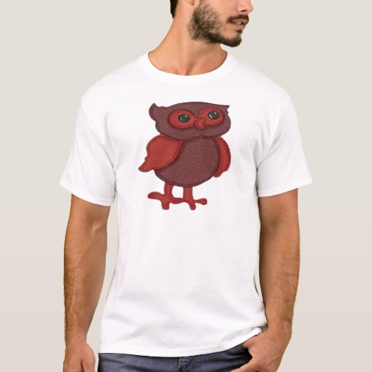 かわいく赤いフクロウ Tシャツ (正面)