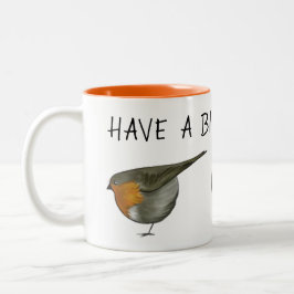 かわいく赤いロビン鳥のコーヒー・マグのイラストレーション ツートーンマグカップ