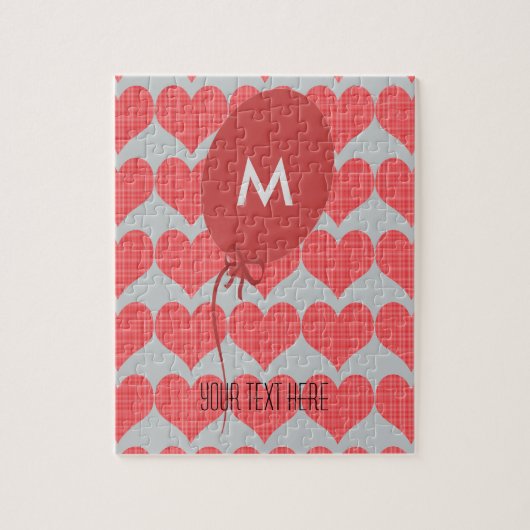 かわいく赤い気球のハート ジグソーパズル (縦)