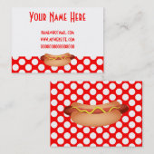 かわいく赤い水玉模様及び風味がよいホットドッグの軽食のデザイン 名刺 (正面/裏面)