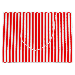 かわいく赤い白のストライプ ラージペーパーバッグ