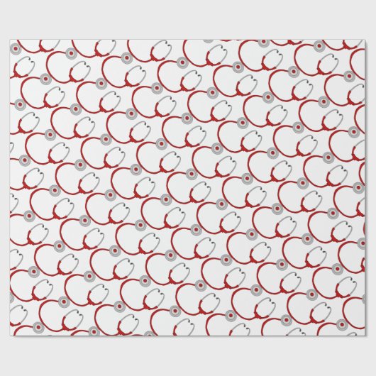 かわいく赤い聴診器ナース ラッピングペーパー (フラット)