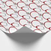 かわいく赤い聴診器ナース ラッピングペーパー (角)