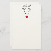 かわいく赤い鼻のトナカイのクリスマスの文房具 便箋 (正面/裏面)