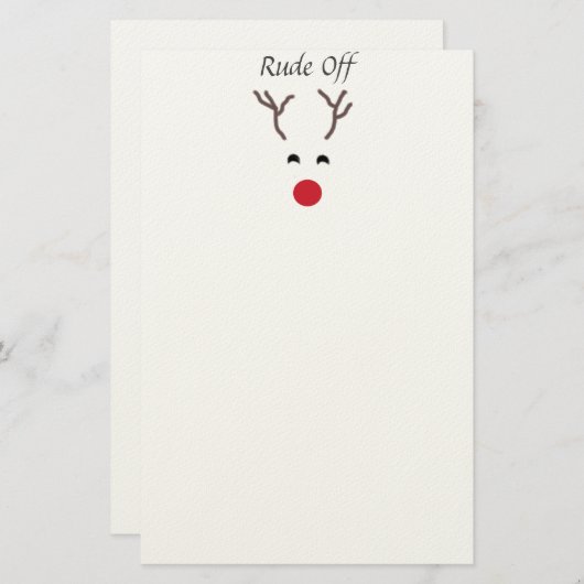 かわいく赤い鼻のトナカイのクリスマスの文房具 便箋 (正面/裏面)