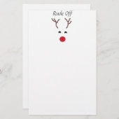 かわいく赤い鼻のトナカイのクリスマスの文房具 便箋 (正面/裏面)