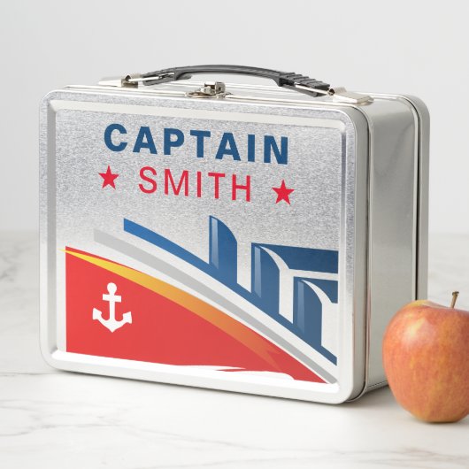 かわいく赤く青く航海のな船は名前をからかいます メタルランチボックス (インサイチュ)