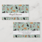 かわいく軽快な猫ちゃん猫パターン 名刺 (正面/裏面)