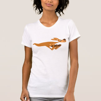 かわいく速い漫画のカンガルーの女性のTシャツ Tシャツ