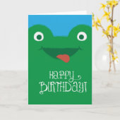 かわいく間抜けなカエルのバースデー・カード カード (黄色い花)