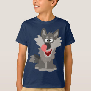 かわいく間抜けな漫画のオオカミの子供のTシャツ Tシャツ